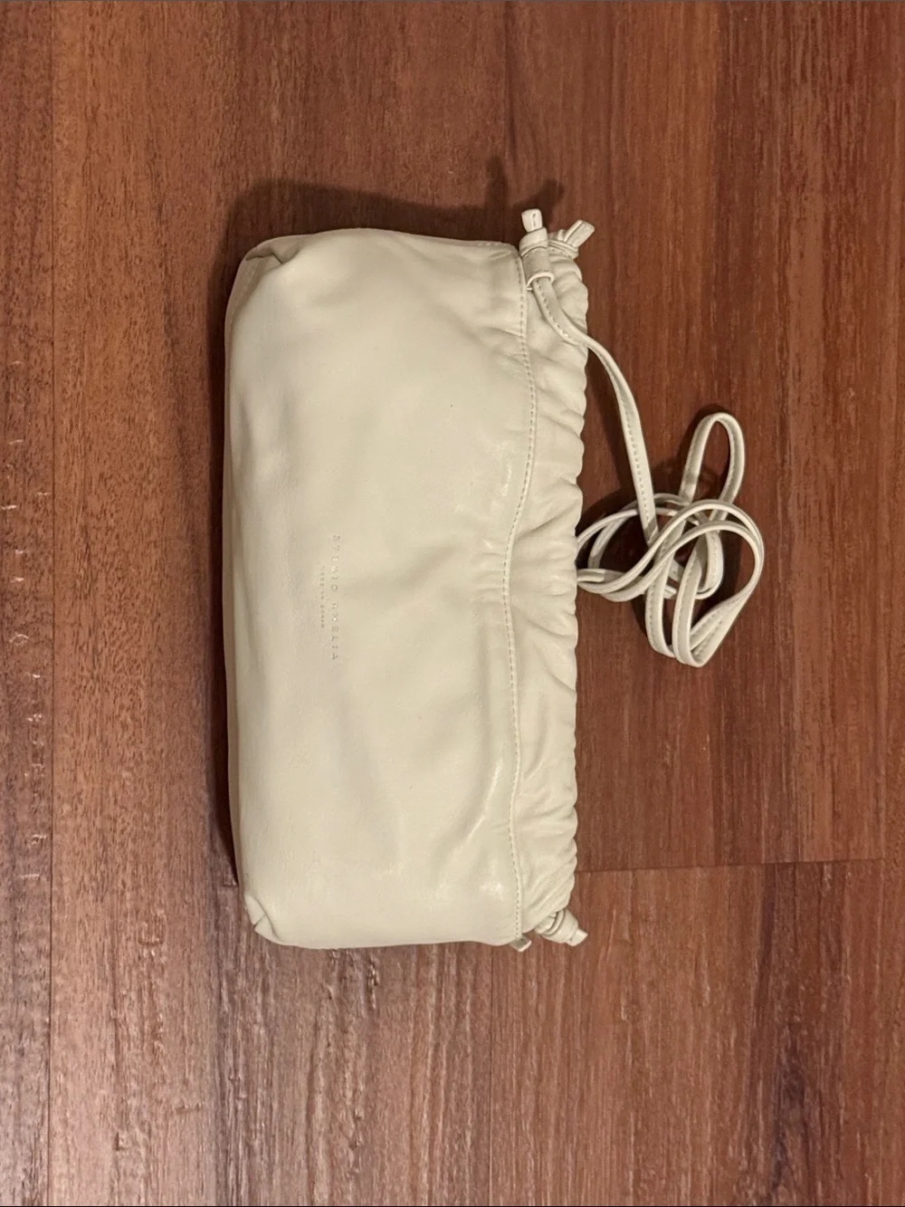 Studio Amelia Cream Faux Shearling Shoulder Bag-Reversible